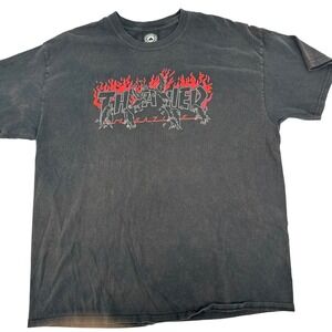 Thrasher Magazine Flame Logo T-Shirt Mens Black‎ Short Sleeve Skateboard